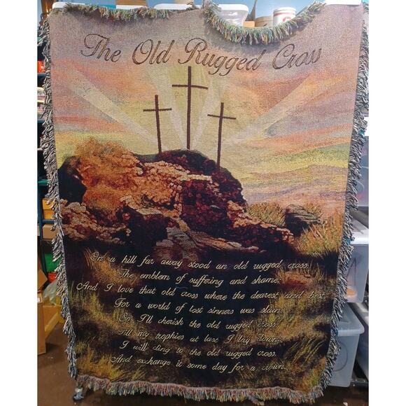The Old Rugged Cross Blanket 51 × 68 Religious Beautiful Big Made In USA - Picture 1 of 11